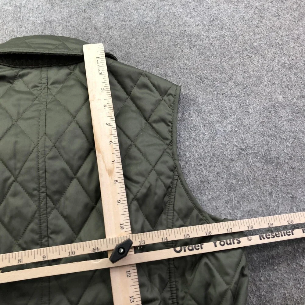 L.L. Bean Vest Womens Small Petite Green Quilted Snap Front Collared Lined Warm - Picture 8 of 9